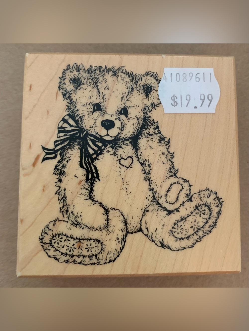 Teddy Bear Wooden Rubber Stamp